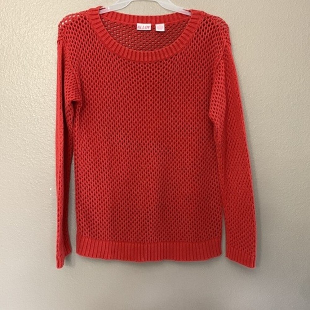 Alloy Womens Long Sleeve Open Knit Pullover Sweater - Red - Size XL - Picture 2 of 7